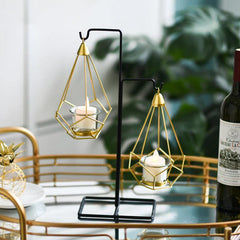 حامل شموع أو مزهرية معلقة من الحديد الهندسي