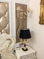 مصباح طاولة كريستالي أسود كبير K9 فاخر