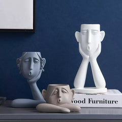 Emotional Faces Planter Sculpture Trio