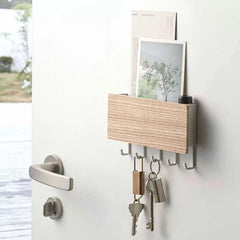 Wall-Mounted Wooden Storage Rack Key Hanger