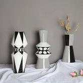 Black And White Geometric Vases