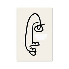 ملصق رسم وجه امرأة تجريدي بخط واحد