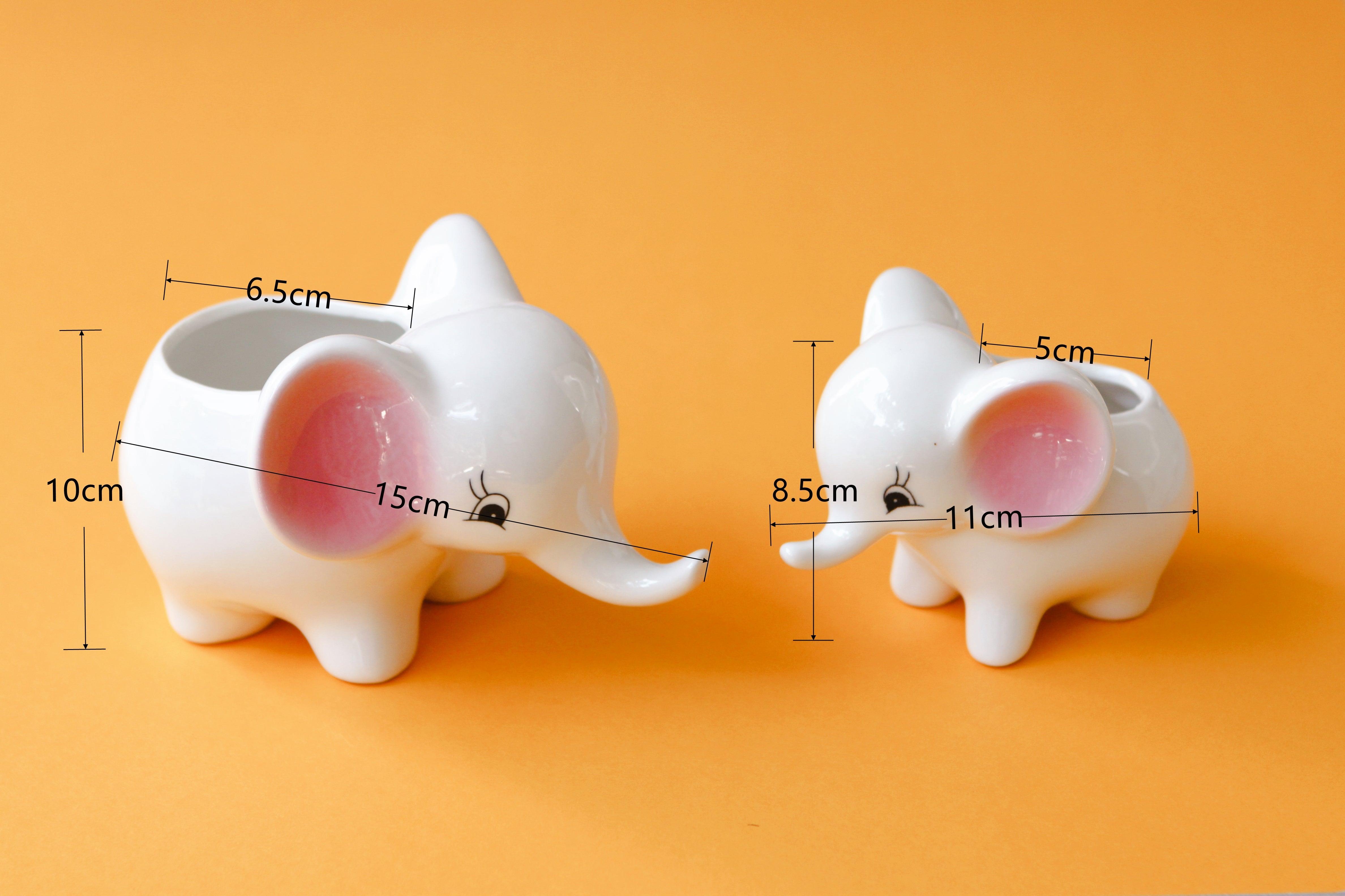 وعاء خزفي لنباتات العصاريات على شكل فيل