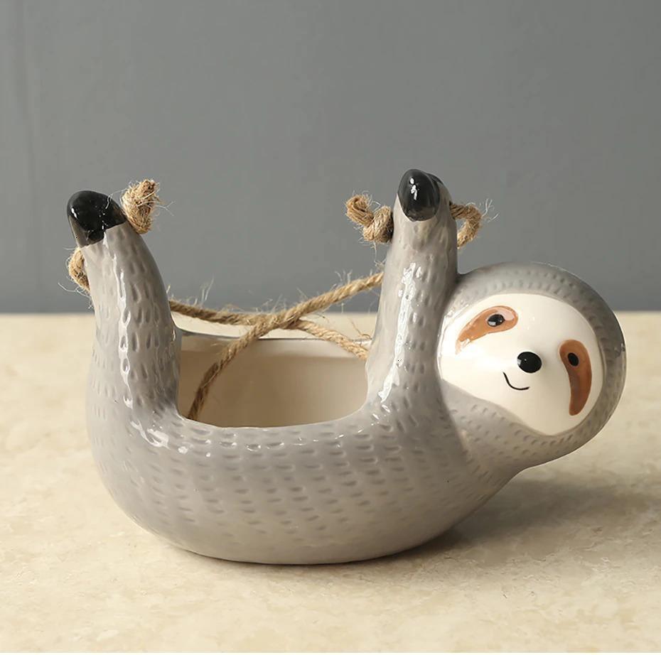 Sloth Ceramic Hanging Succulent Planter
