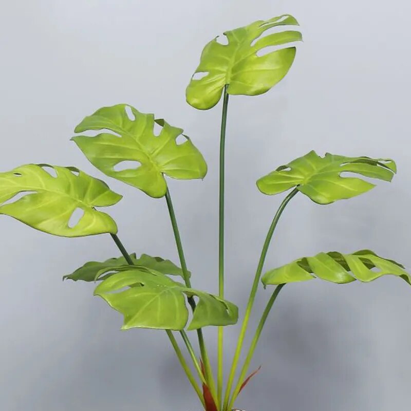 70 سم 7 شوكة مونستيرا استوائية فرع شجرة اصطناعية كبيرة نباتات وهمية أوراق السلحفاة ذات الملمس الحقيقي أوراق النخيل البلاستيكية للديكور المنزلي