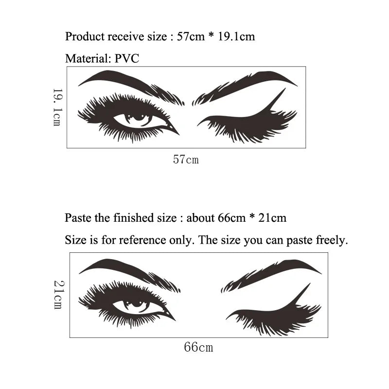 ملصقات حائط على شكل رموش جميلة ومبتكرة لغرفة الفتيات، ديكورات لغرفة المعيشة، ورق جدران منزلي، ملصقات فنية جدارية مثيرة