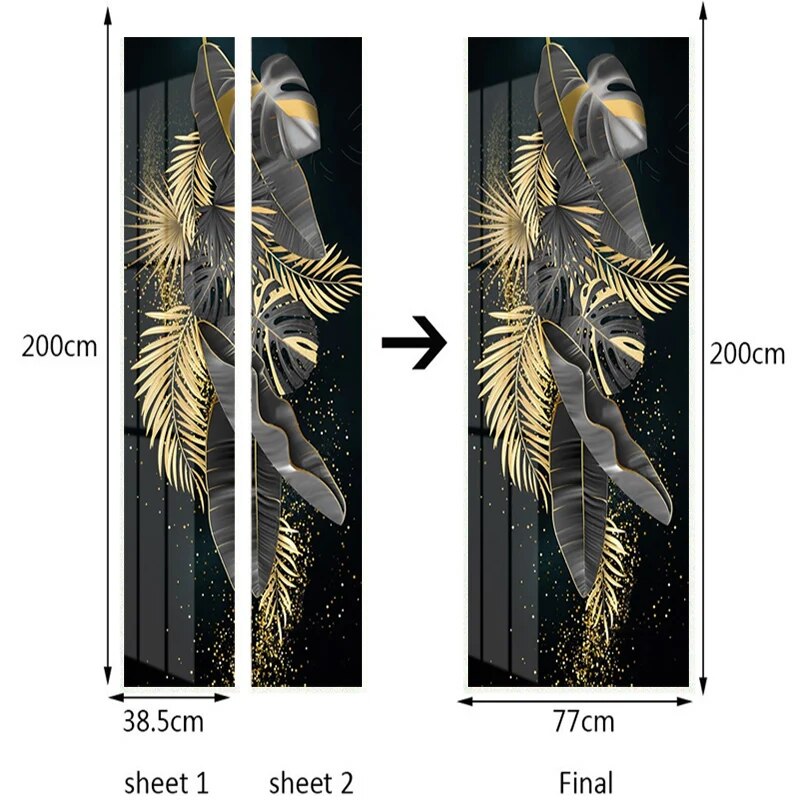 ورق جدران ثلاثي الأبعاد على شكل ورقة موز ذهبية