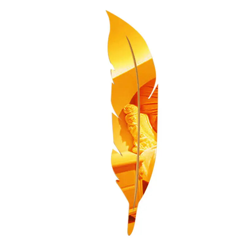 ملصق مرآة حائط DIY بنمط ريشة من الأكريليك لتزيين تأثير المرآة ملصق حائط لديكور المنزل مرآة جدارية 73*18 سم