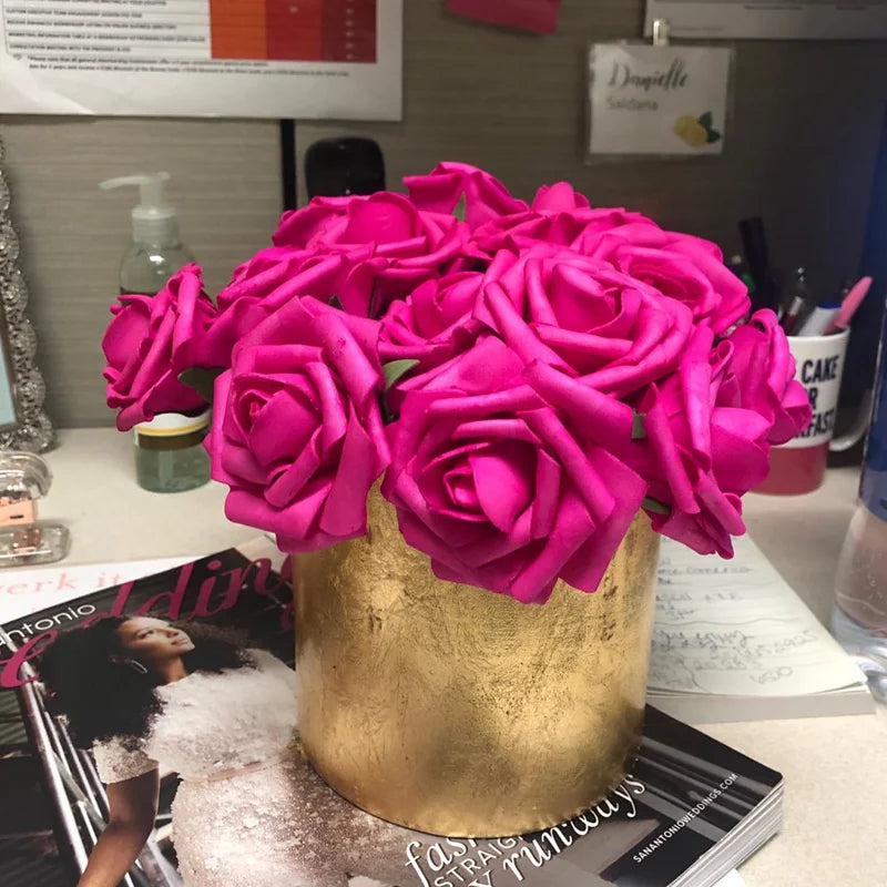 10/20/30 قطعة 8 سم من رغوة البولي إيثيلين الاصطناعية زهور الورد باقات الزفاف لطاولة الزفاف ديكورات الحفلات المنزلية لوازم سجل القصاصات DIY