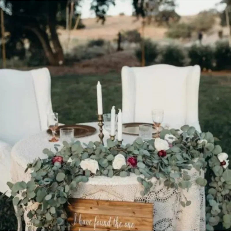 إكليل من زهور الأوكالبتوس، إكليل صناعي مزيف، ديكور حائط، أوراق خضراء من نبات الأوكالبتوس، نبات كروم لقوس الزفاف