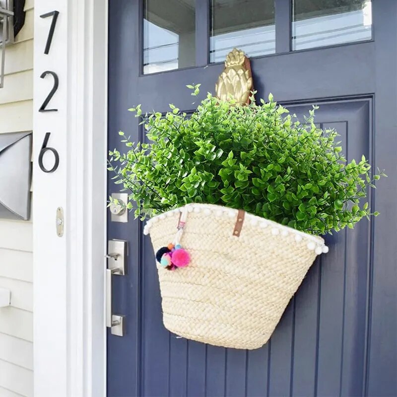 فرع من أوراق الأوكالبتوس الاصطناعية، نبات أخضر مزيف لتزيين طاولة حديقة المنزل وحفلات الزفاف، باقات زهور معلقة يمكنك صنعها بنفسك