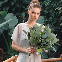 10 قطع من أوراق الكينا 12 بوصة، مجموعة من الفروع، نباتات بلاستيكية اصطناعية، أوراق سيقان خضراء، زهور صناعية لحفلات الزفاف، ديكورات منزلية الصنع