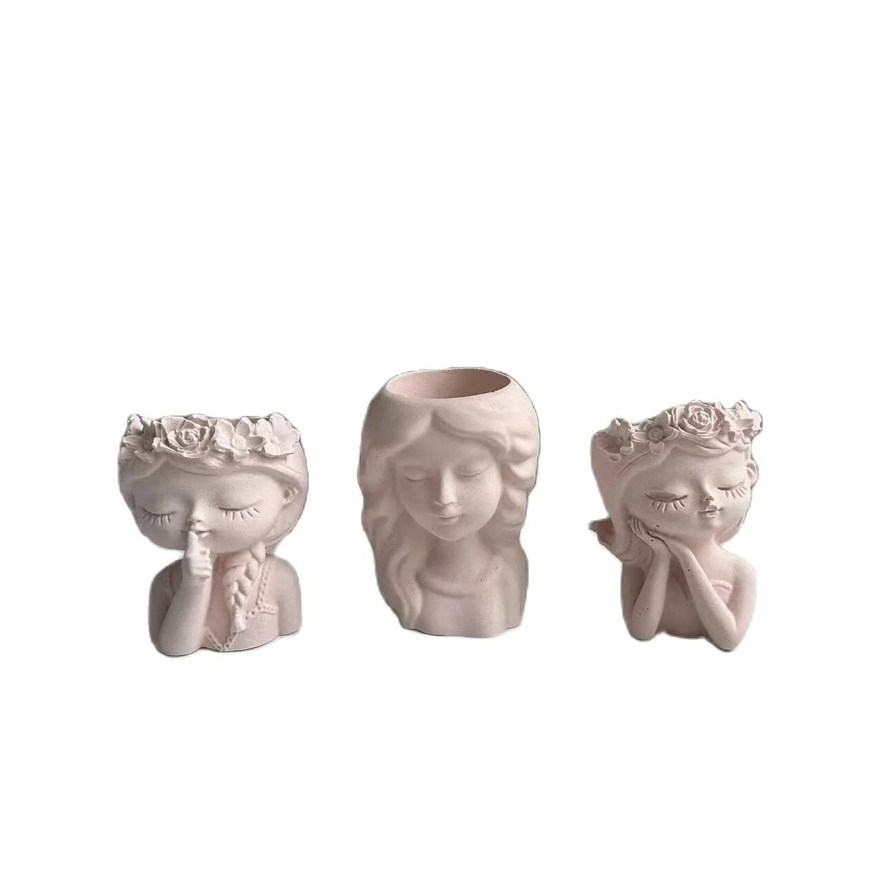 شعر طويل ثلاثي الأبعاد مع مزهرية أسمنتية رائعة مصنوعة يدويًا