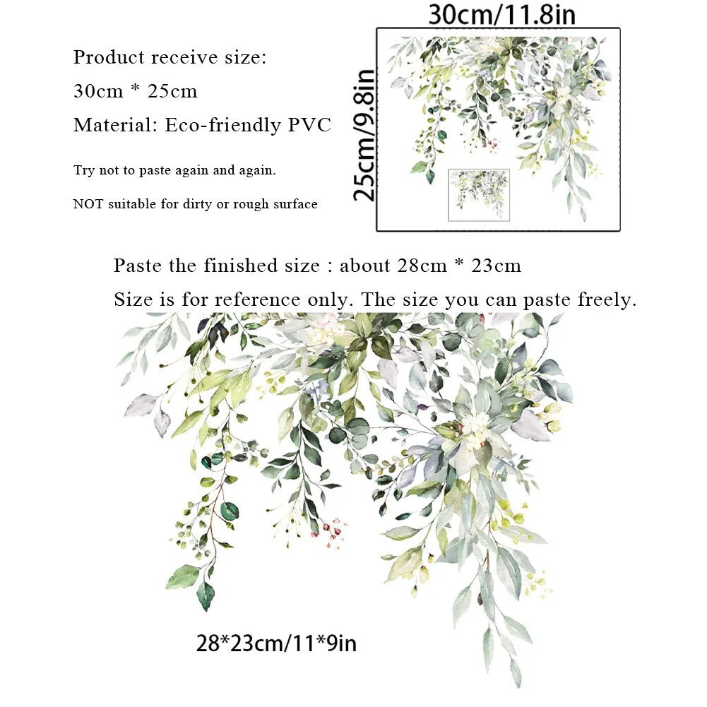 ملصق حائط على شكل أوراق نباتات خضراء