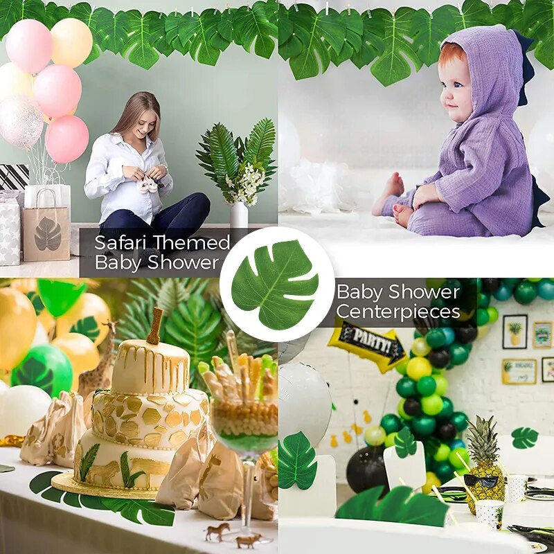 أوراق النخيل الاستوائية الاصطناعية لتزيين حفلات لوآو هاواي، حفلات السفاري في الغابة، حفلات الزفاف الصيفية، أعياد الميلاد، ديكور طاولة المنزل، نبات صناعي