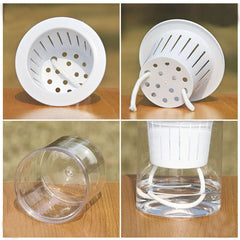 وعاء سقي للنباتات مكون من طبقتين مع وعاء زهور ذاتي السقي