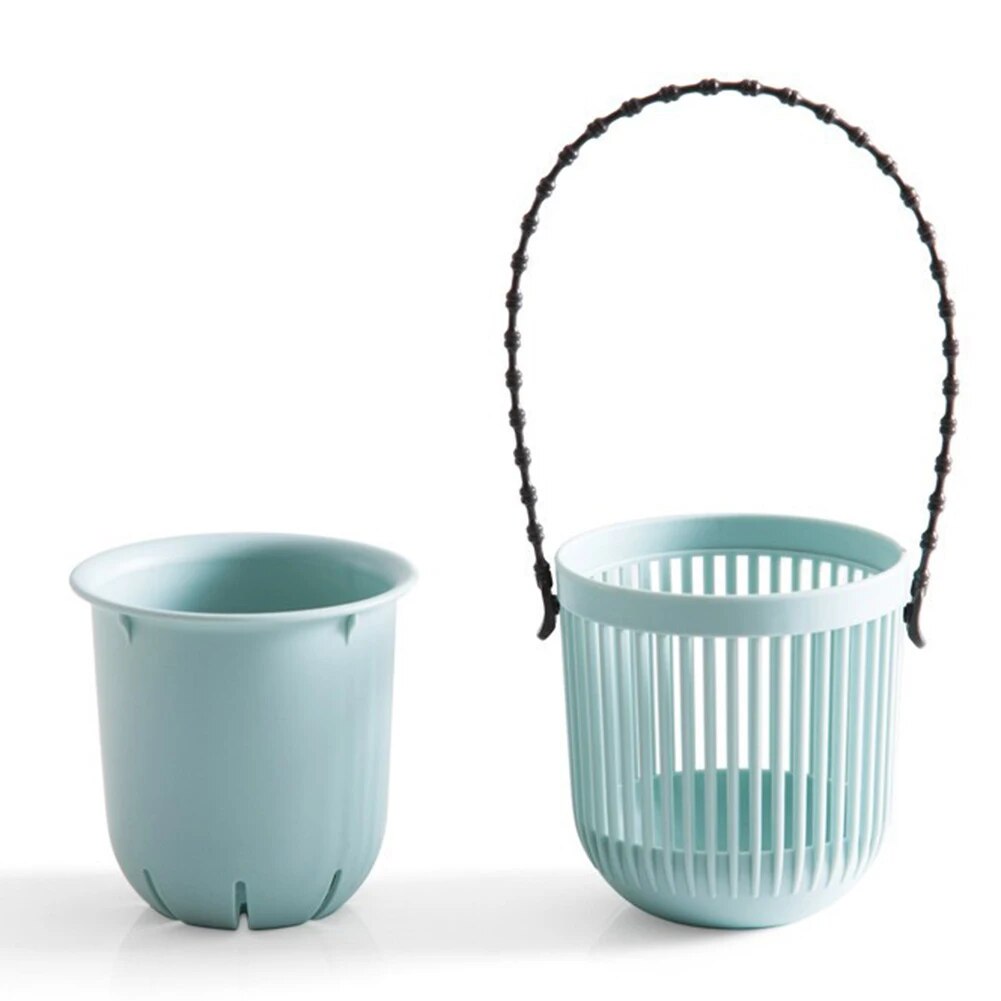 وعاء سقي للنباتات مكون من طبقتين مع وعاء زهور ذاتي السقي