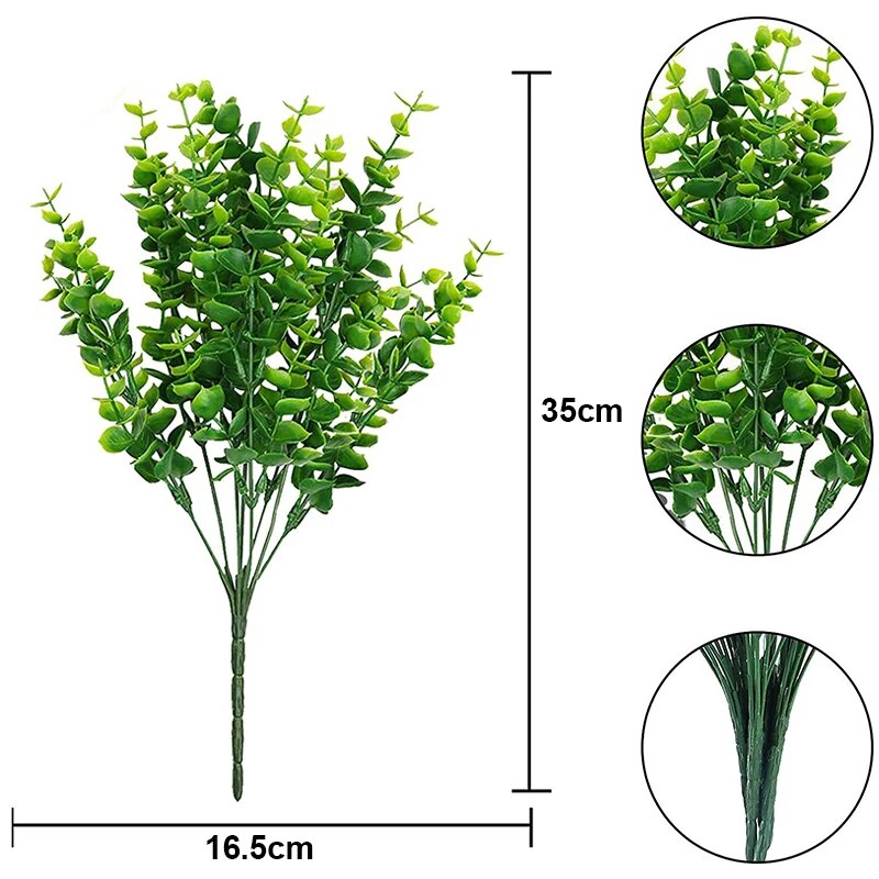 فرع من أوراق الأوكالبتوس الاصطناعية، نبات أخضر مزيف لتزيين طاولة حديقة المنزل وحفلات الزفاف، باقات زهور معلقة يمكنك صنعها بنفسك