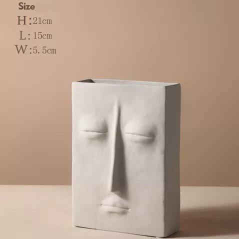 Abstract Face Ceramic Vase Large Square Head | Sage & Sill