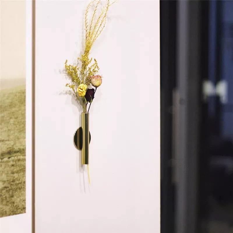 Modern Wall Mounted Metal Tube Vase