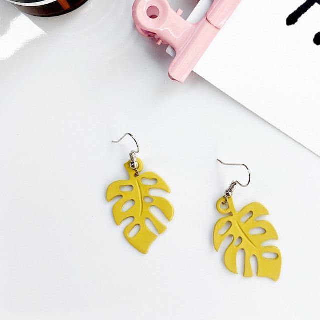 Monstera Leaf Drop Earrings Yellow | Sage & Sill