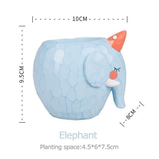 أصيص نباتات عصارية على شكل حيوان كرتوني