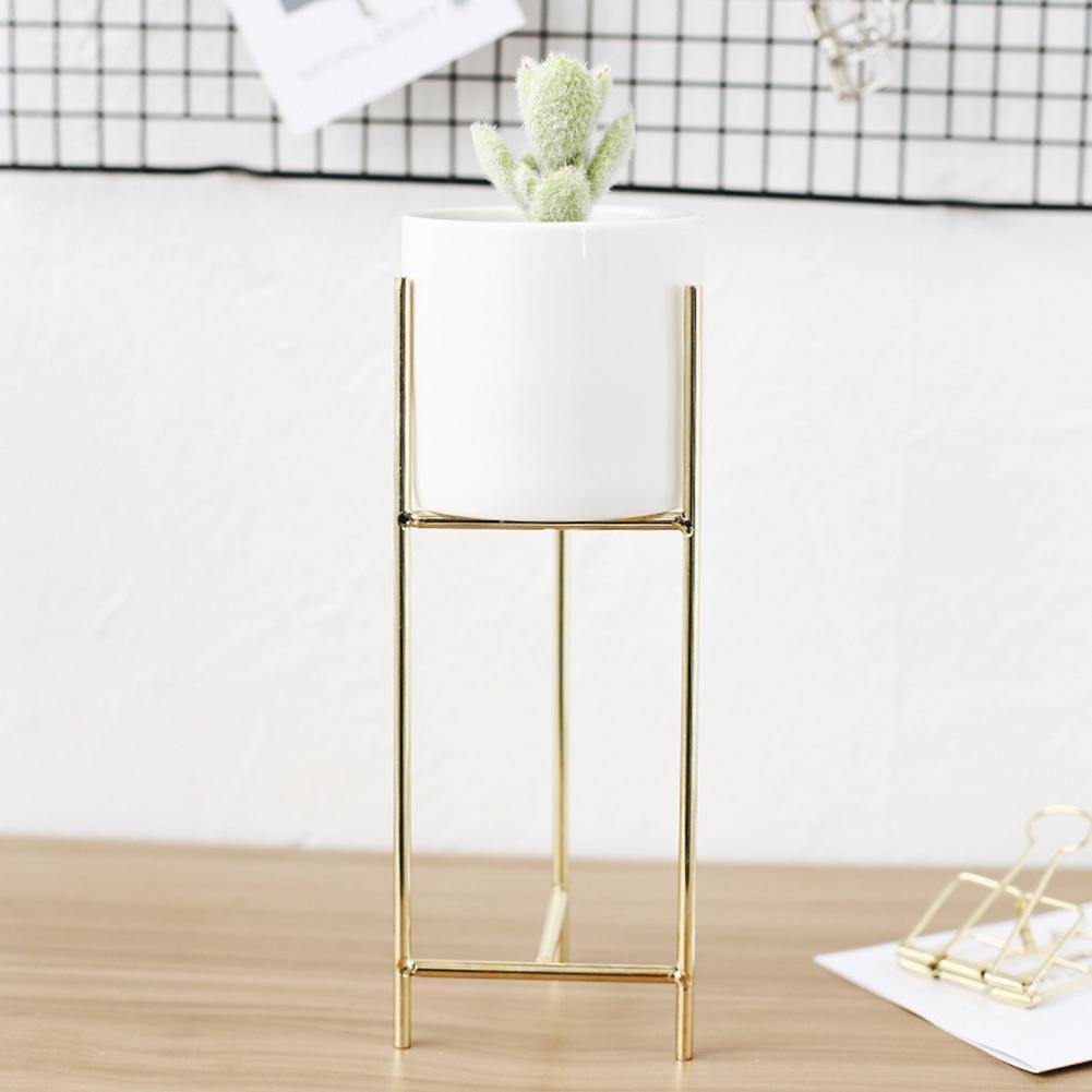 أصيص سيراميك مع حامل حديدي