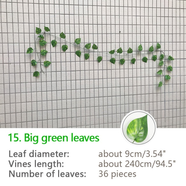 نباتات اللبلاب الاصطناعية المعلقة من الحرير الأخضر بطول 240 سم