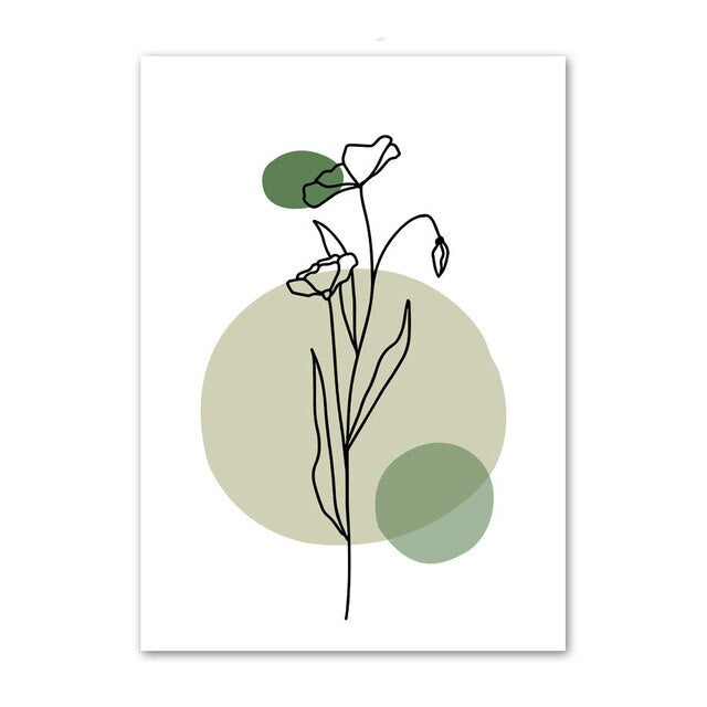 لوحة فنية جدارية خضراء تجريدية هندسية بسيطة لفتاة منحنية على قماش ملصق نورديك