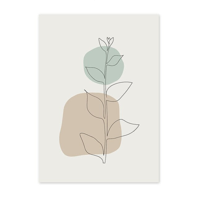 لوحة فنية جدارية خضراء تجريدية هندسية بسيطة لفتاة منحنية على قماش ملصق نورديك