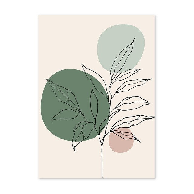 لوحة فنية جدارية خضراء تجريدية هندسية بسيطة لفتاة منحنية على قماش ملصق نورديك