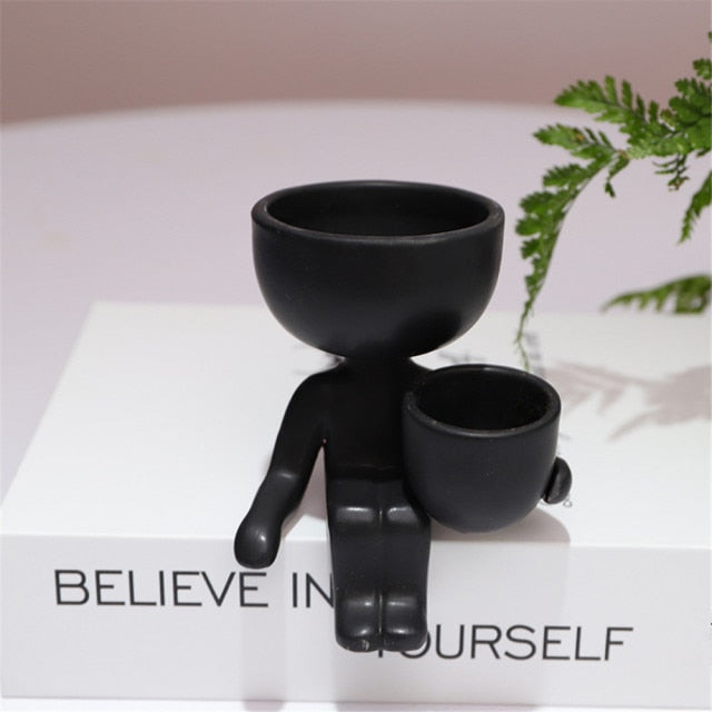 مزهرية زهور خزفية إبداعية على شكل إنسان