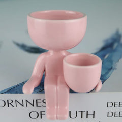 مزهرية زهور خزفية إبداعية على شكل إنسان