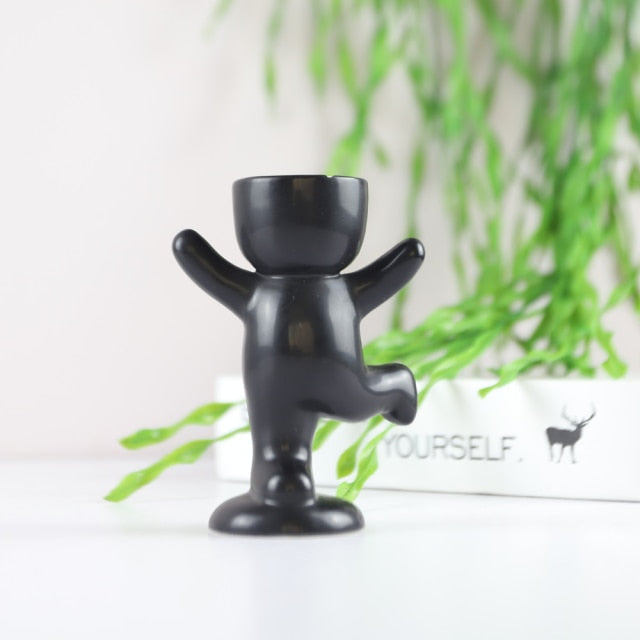 مزهرية زهور خزفية إبداعية على شكل إنسان